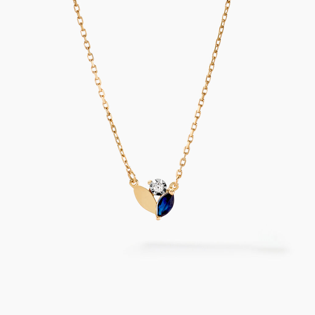 Collier Tameka Or Bicolore Saphir Diamant - Colliers Femme | Histoire d&rsquo;Or