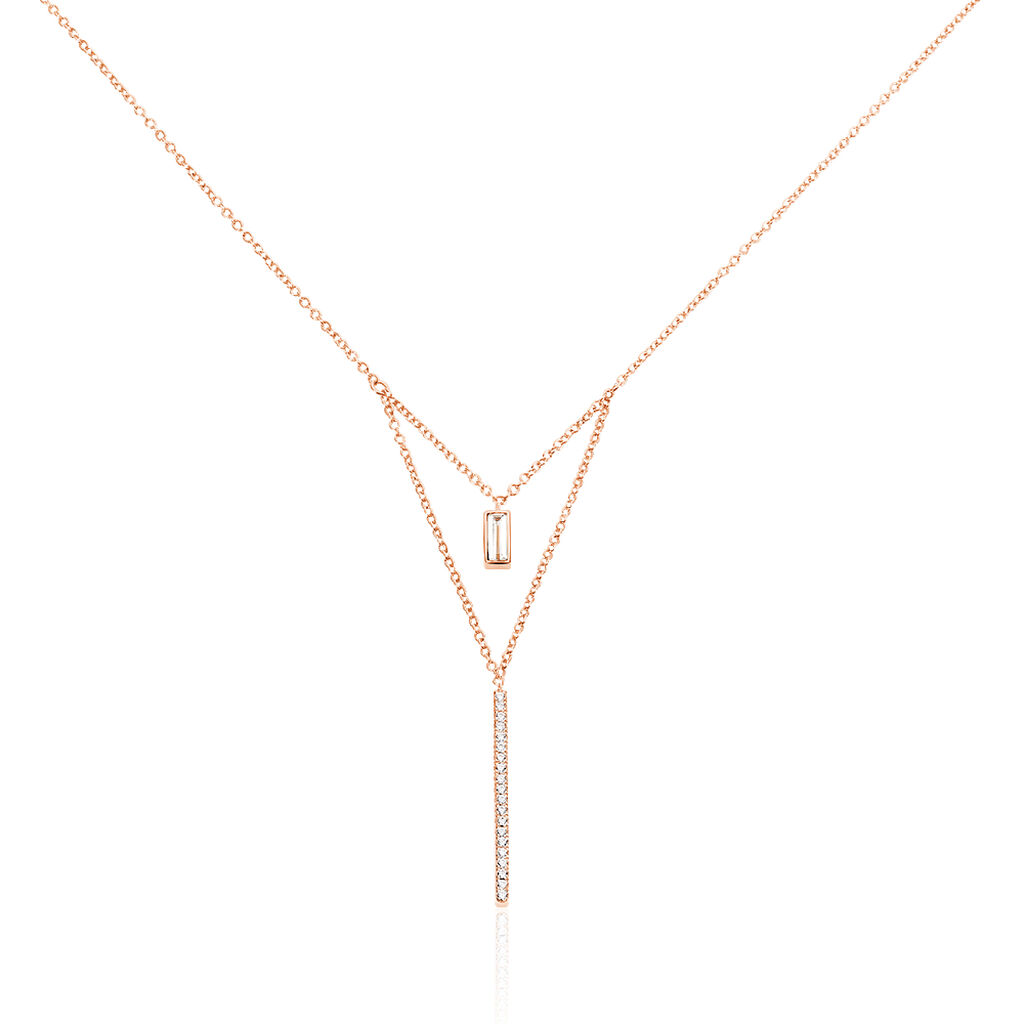 Collier Tea Argent Blanc Oxyde De Zirconium - Colliers doubles et triples cha&icirc;nes Femme | Histoire d&rsquo;Or