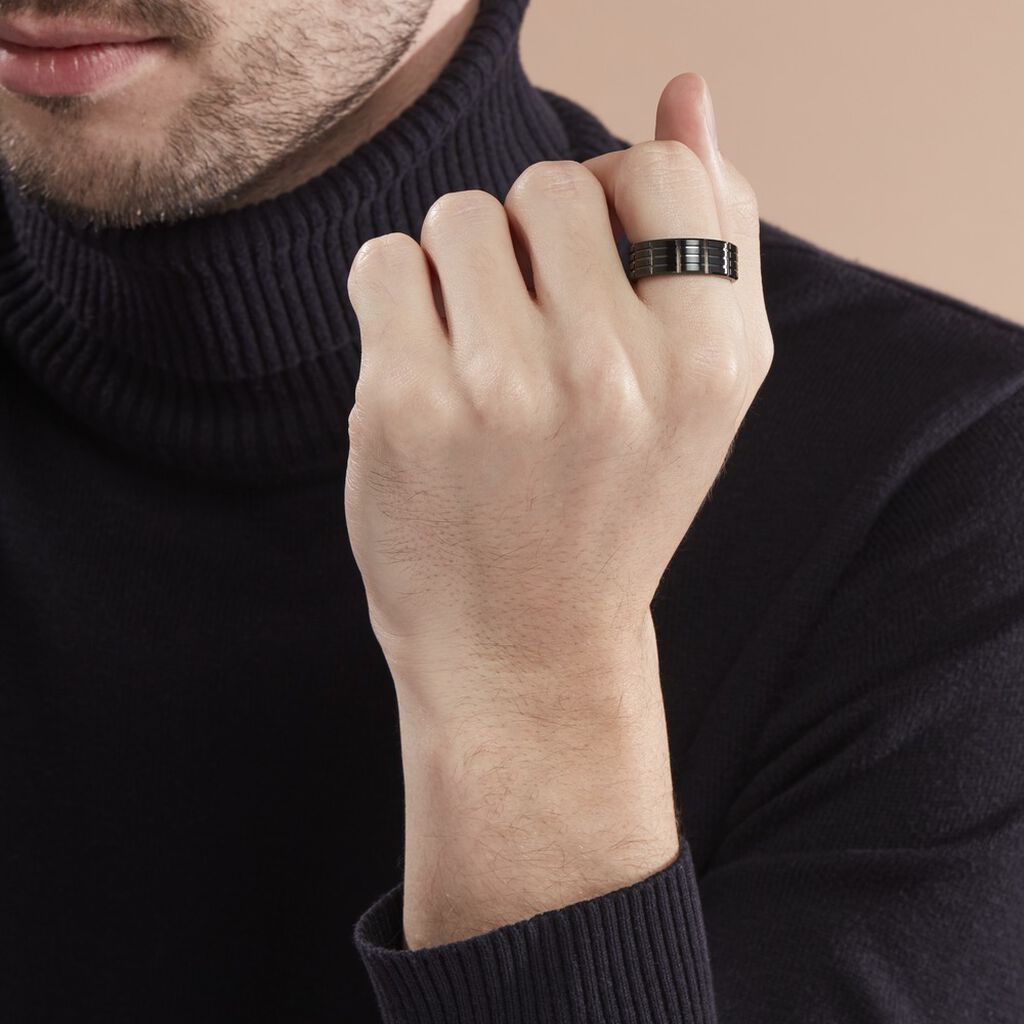 Bague Fabio Acier Noir - Bagues fantaisie Homme | Histoire d’Or