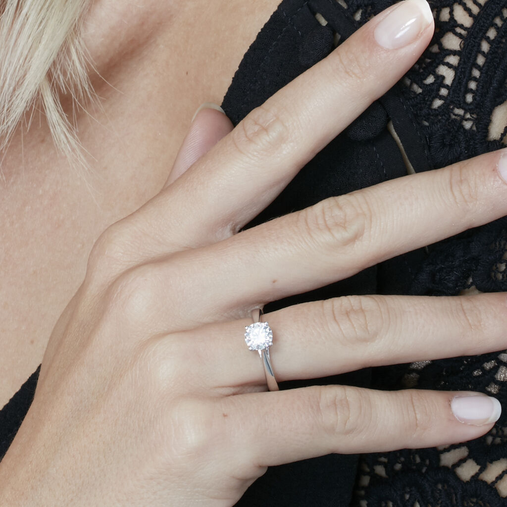 Bague Solitaire Fiona Or Blanc Diamant Synthetique - Bagues solitaires Femme | Histoire d’Or