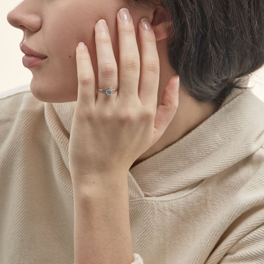 Bague Mahina Or Blanc Topaze - Bagues solitaires Femme | Histoire d’Or