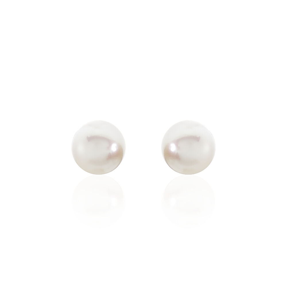 Boucles D’oreilles Puces Kesya Nacres Bouton Or Jaune Perle De Culture