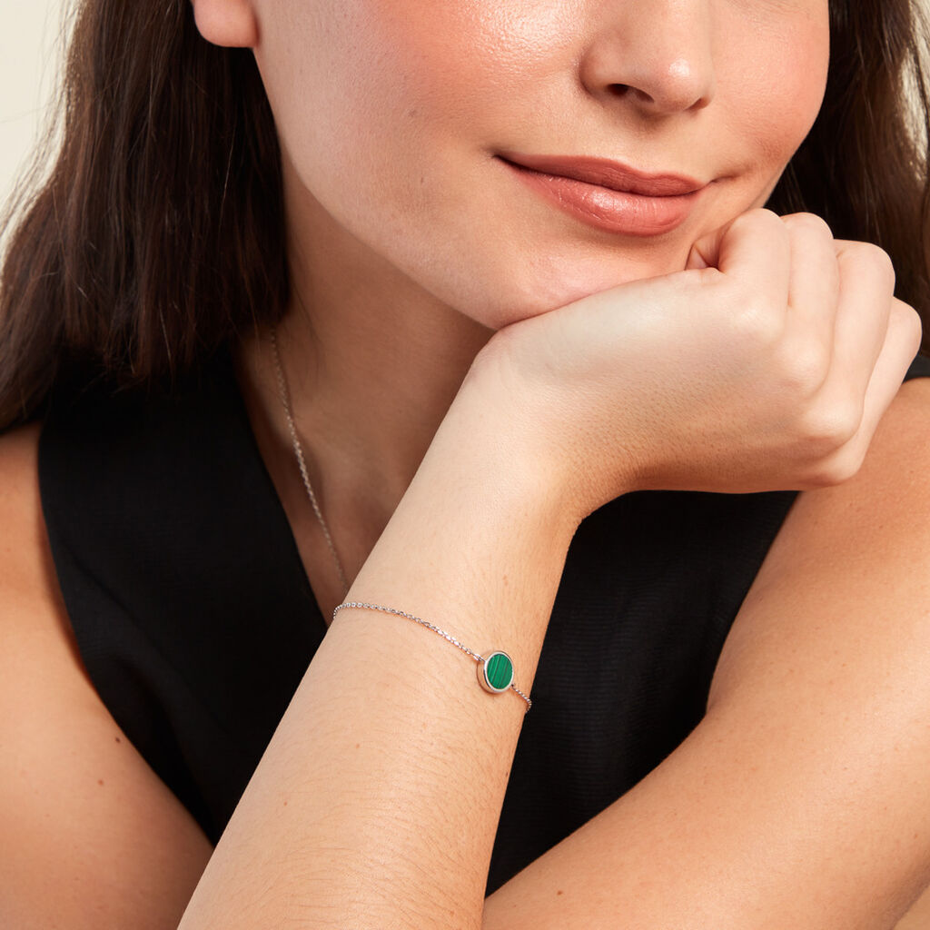 Bracelet Lunatique Argent Blanc Malachite Onyx - Bracelets Femme | Histoire d’Or