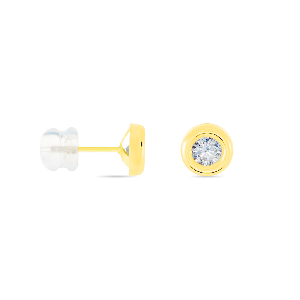 Boucles D'oreilles Puces Eden Serti Pneu Or Jaune Oxyde De Zirconium - Clous d'oreilles Femme | Histoire d’Or