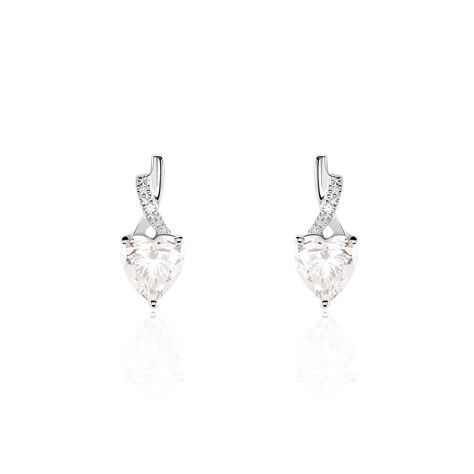 Boucles D'oreilles Puces Clothilde Or Blanc Oxyde De Zirconium - Clous d'oreilles Femme | Histoire d’Or