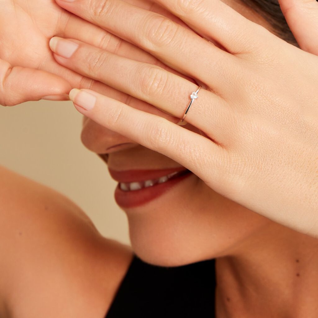 Bague Solitaire 1er Solitaire Argent Blanc Oxyde De Zirconium - Bagues Coeur Femme | Histoire d’Or