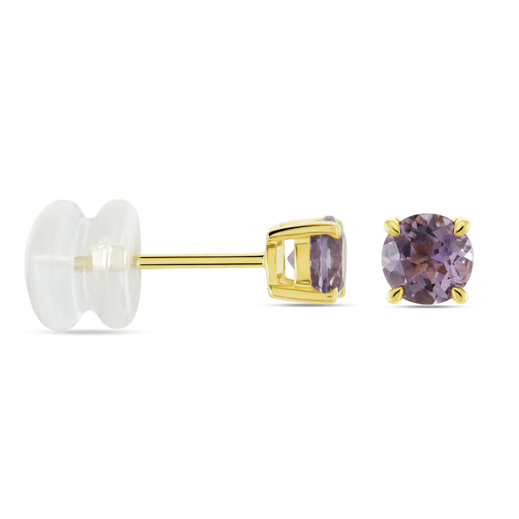 Boucles D'oreilles Puces Elea Or Jaune Amethyste Violet - Clous d'oreilles Femme | Histoire d’Or