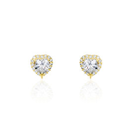 Boucles D'oreilles Puces Aymane Or Jaune Oxyde De Zirconium - Clous d'oreilles Femme | Histoire d’Or
