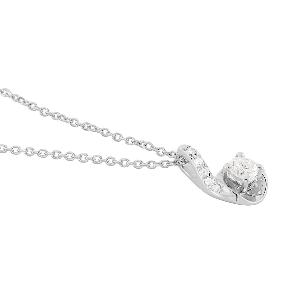 Collier Vrille Accompagnee Or Blanc Diamant - Colliers Femme | Histoire d’Or