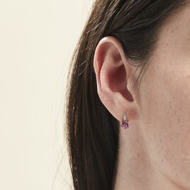 Boucles D'oreilles Puces Noora Or Blanc Topaze Rose Oxyde De Zirconium - Clous d'oreilles Femme | Histoire d’Or