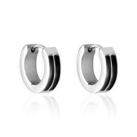 Créoles Jourdan Homme Tilos Acier Blanc - Boucles d'oreilles créoles Homme | Histoire d’Or