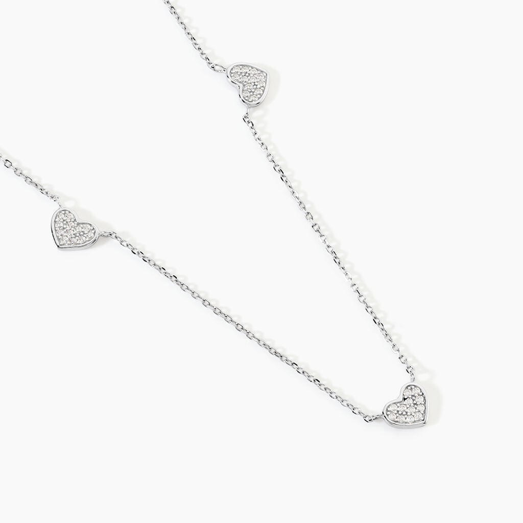 Collier Petit Coeur Argent Blanc Oxyde De Zirconium - F&ecirc;te des m&egrave;res Femme | Histoire d&rsquo;Or