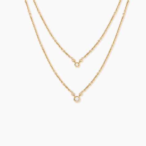 Collier Virguinia Argent Dor&eacute; A L'Or 750/1000 Oxyde De Zirconium - Colliers doubles et triples cha&icirc;nes Femme | Histoire d&rsquo;Or