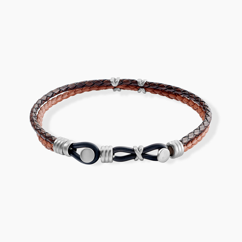 Bracelet Jourdan Colibri Acier Marron - Bracelets Cuir Homme | Histoire d&rsquo;Or