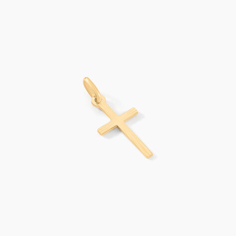 Pendentif Bathilde Croix Striee Or Jaune - Pendentifs Baptême Unisex | Histoire d’Or