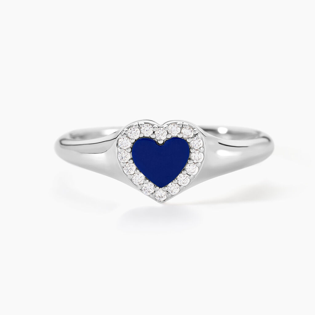 Bague Serment D'Argent Lapis Lazuli Oxyde De Zirconium - Bagues solitaires Femme | Histoire d&rsquo;Or