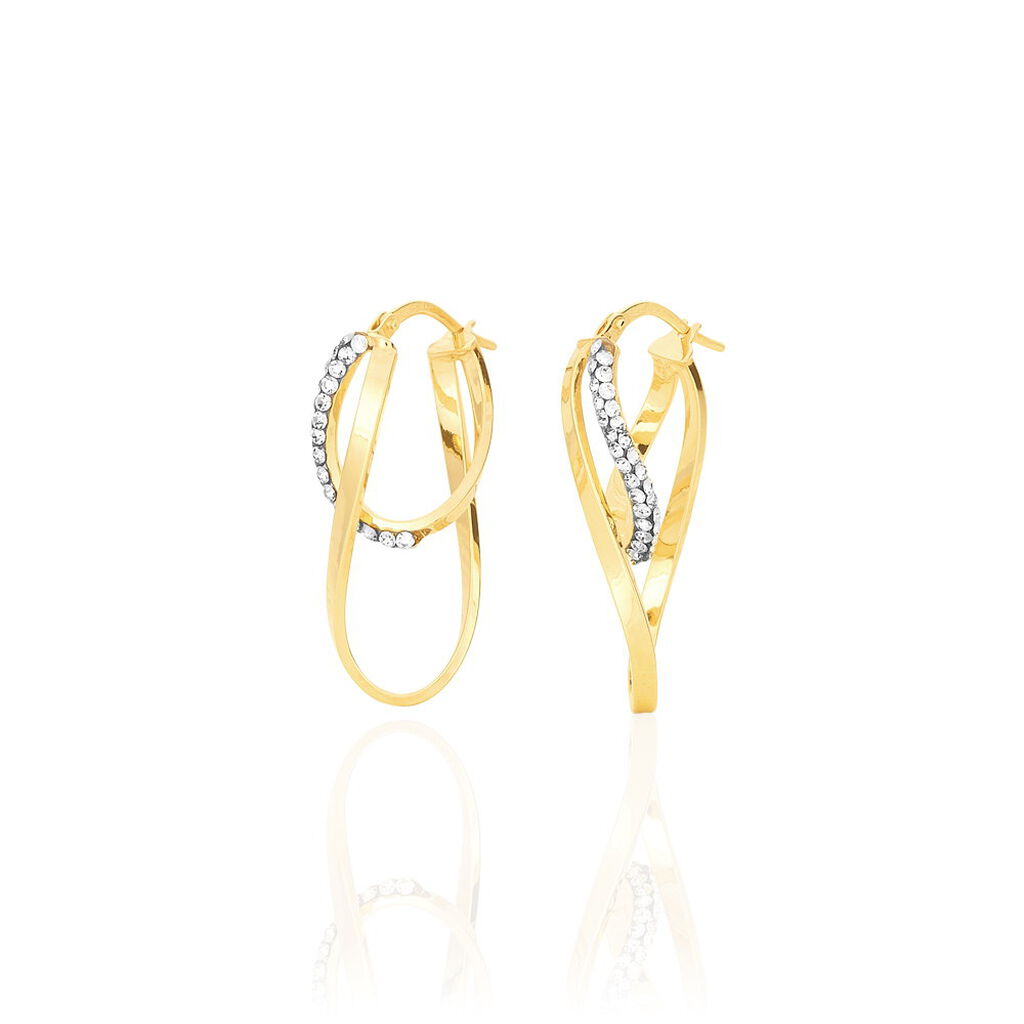 Cr&eacute;oles Luna Or Jaune Strass - Boucles d'oreilles cr&eacute;oles Femme | Histoire d&rsquo;Or