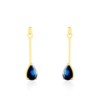 Boucles D'oreilles Pendantes Goutte Or Jaune Saphir