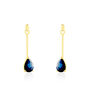 Boucles D'oreilles Pendantes Goutte Or Jaune Saphir