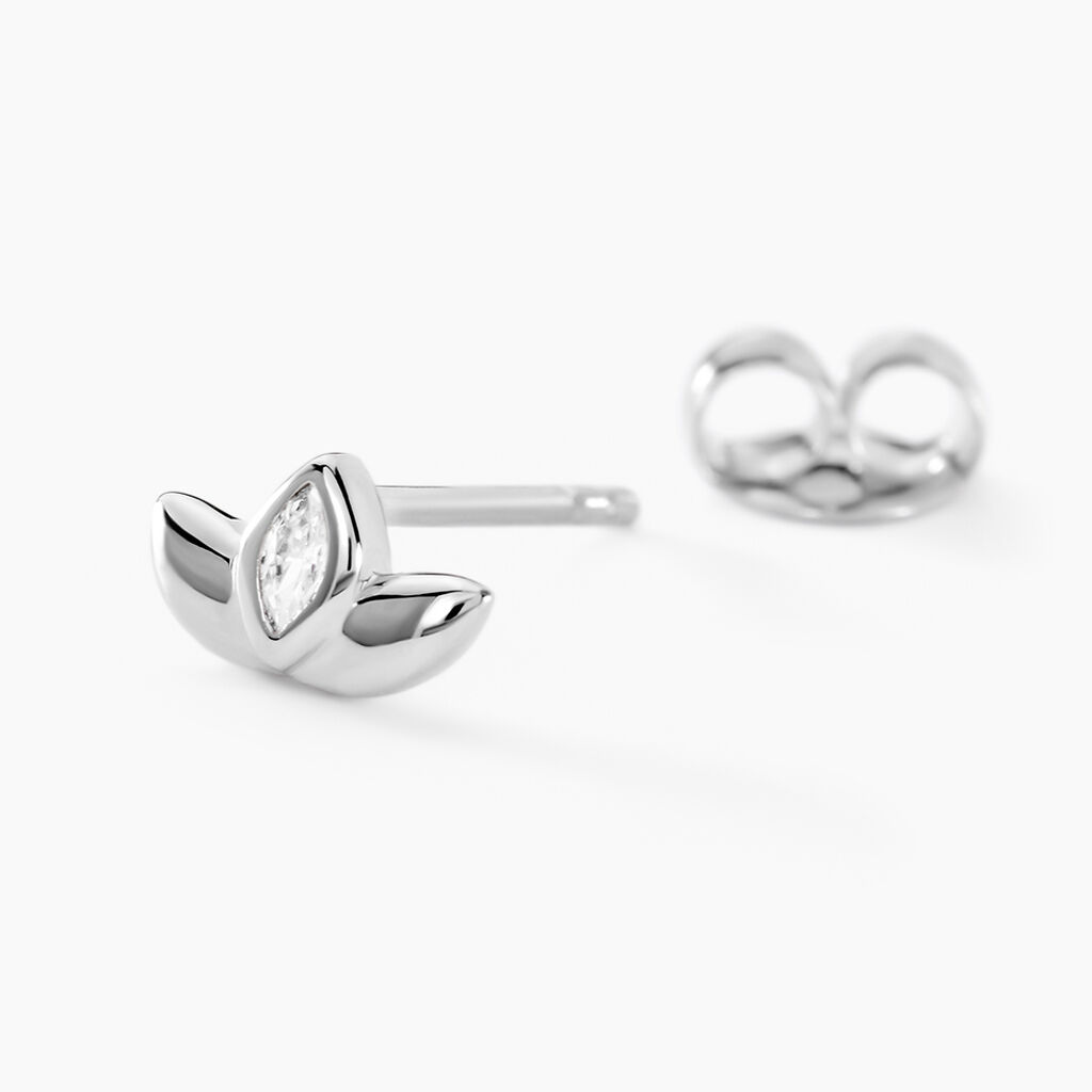 Boucles D'oreilles Puces Malva Argent Blanc Oxyde De Zirconium - Boucles d'oreilles fantaisie Femme | Histoire d’Or
