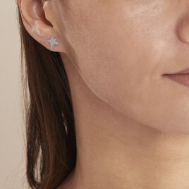 Boucles D'oreilles Puces Eloisa Argent Blanc - Boucles d'Oreilles Etoile Femme | Histoire d’Or
