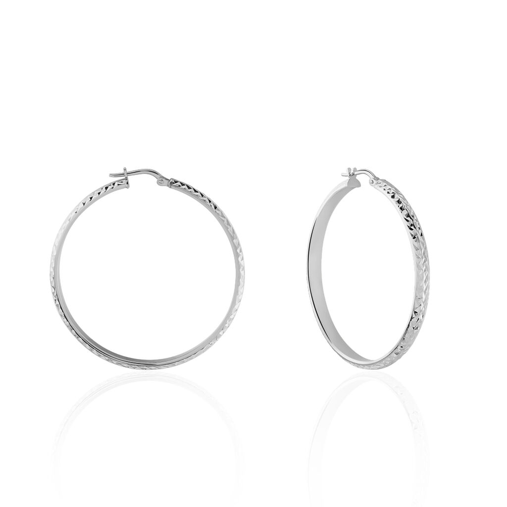 Créoles Argent Blanc Esmee - Boucles d'oreilles créoles Femme | Histoire d’Or