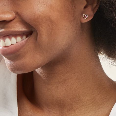Boucles D'oreilles Puces Kyrill Or Jaune Rubis Diamants - Clous d'oreilles Femme | Histoire d’Or