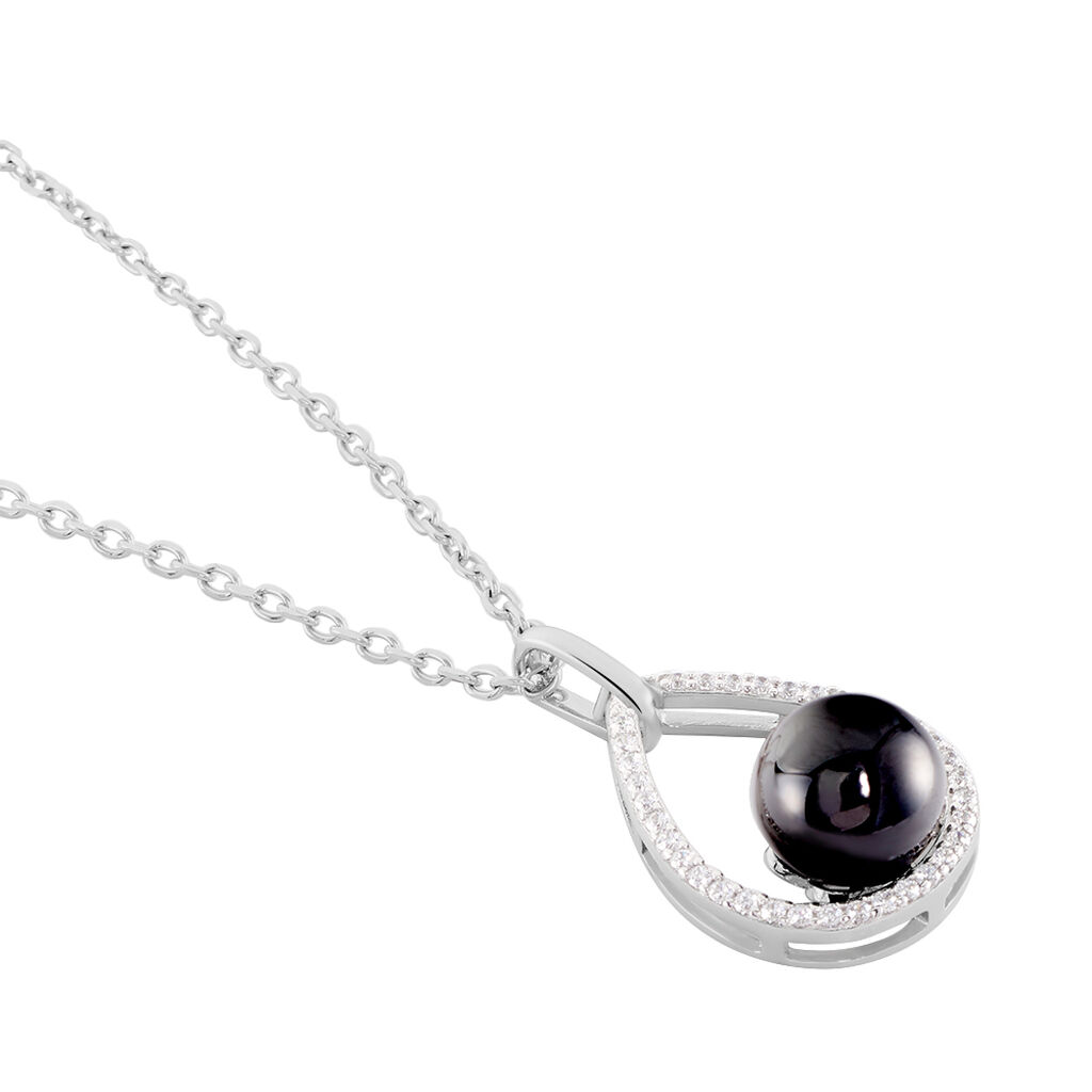 Collier Nerea Argent Blanc C&eacute;ramique Et Oxyde De Zirconium - Colliers fantaisie Femme | Histoire d&rsquo;Or