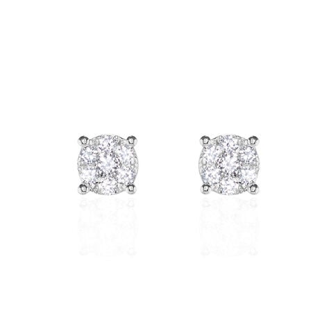 Boucles D'oreilles Puces Charlene Or Blanc Diamant Synthetique - Clous d'oreilles Femme | Histoire d’Or