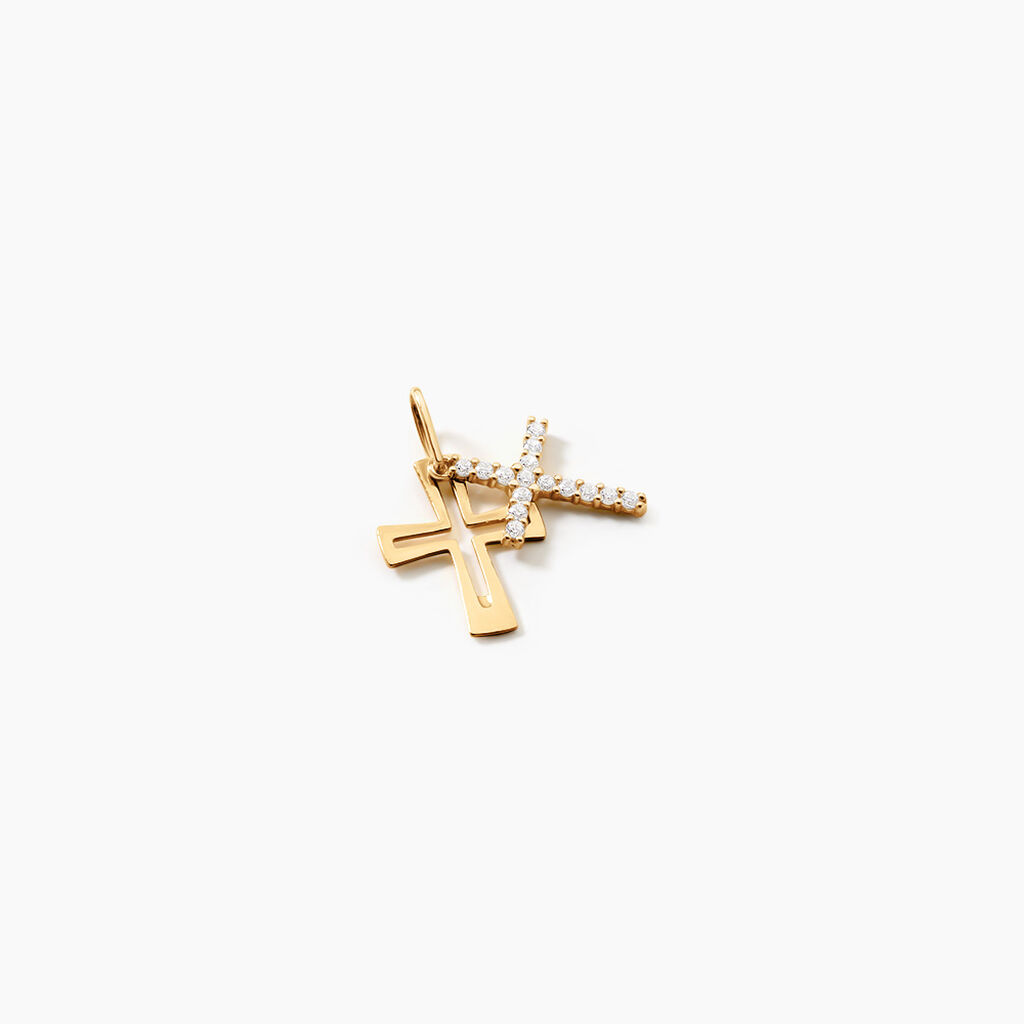 Pendentif Canice Argent Dor&eacute; A L'Or 750/1000 Oxyde De Zirconium - Pendentifs Communion Femme | Histoire d&rsquo;Or