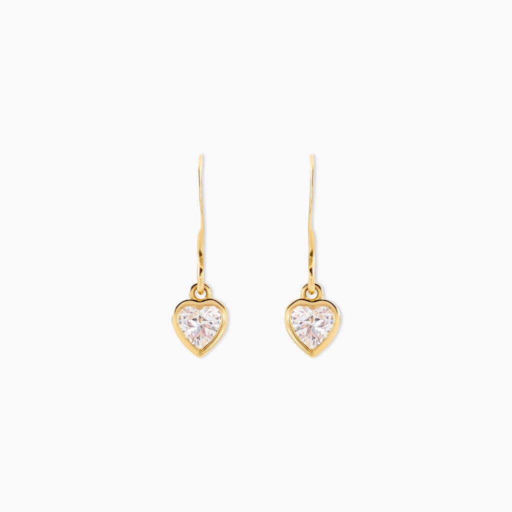 Boucles D'Oreilles Pendantes Gredel Argent Dor&eacute; A L'Or 750/1000 Oxyde De Zirconium - Boucles d'oreilles fantaisie Femme | Histoire d&rsquo;Or