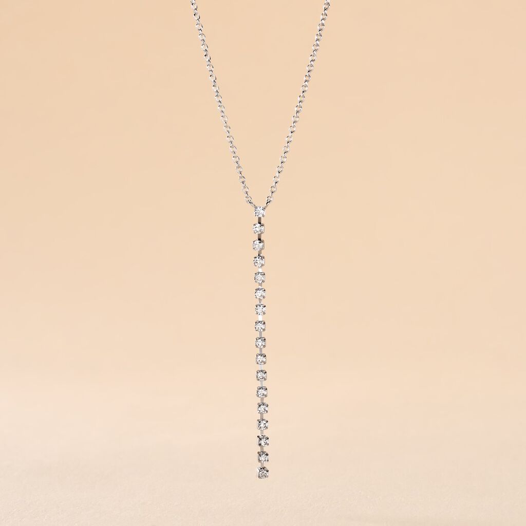 Collier Whitney Argent Blanc Oxyde De Zirconium - Colliers fantaisie Femme | Histoire d&rsquo;Or