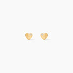 Boucles D'oreilles Puces Freddie Coeur Plein Or Jaune Oxyde De Zirconium - Clous d'oreilles Famille | Histoire d&rsquo;Or