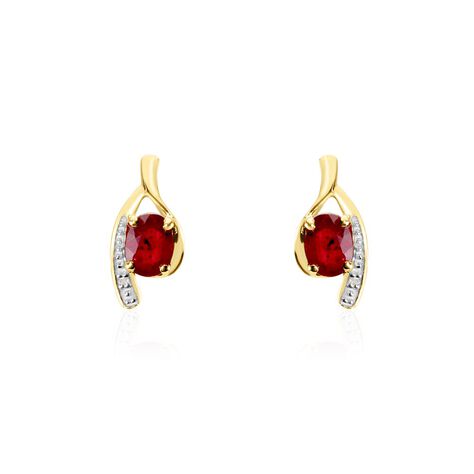 Bijoux D'oreilles Emotion Or Jaune Rubis Diamant - Clous d'oreilles Femme | Histoire d’Or