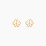 Boucles D'oreilles Puces Philine Fleur Or Jaune Oxyde De Zirconium - Clous d'oreilles Femme | Histoire d&rsquo;Or