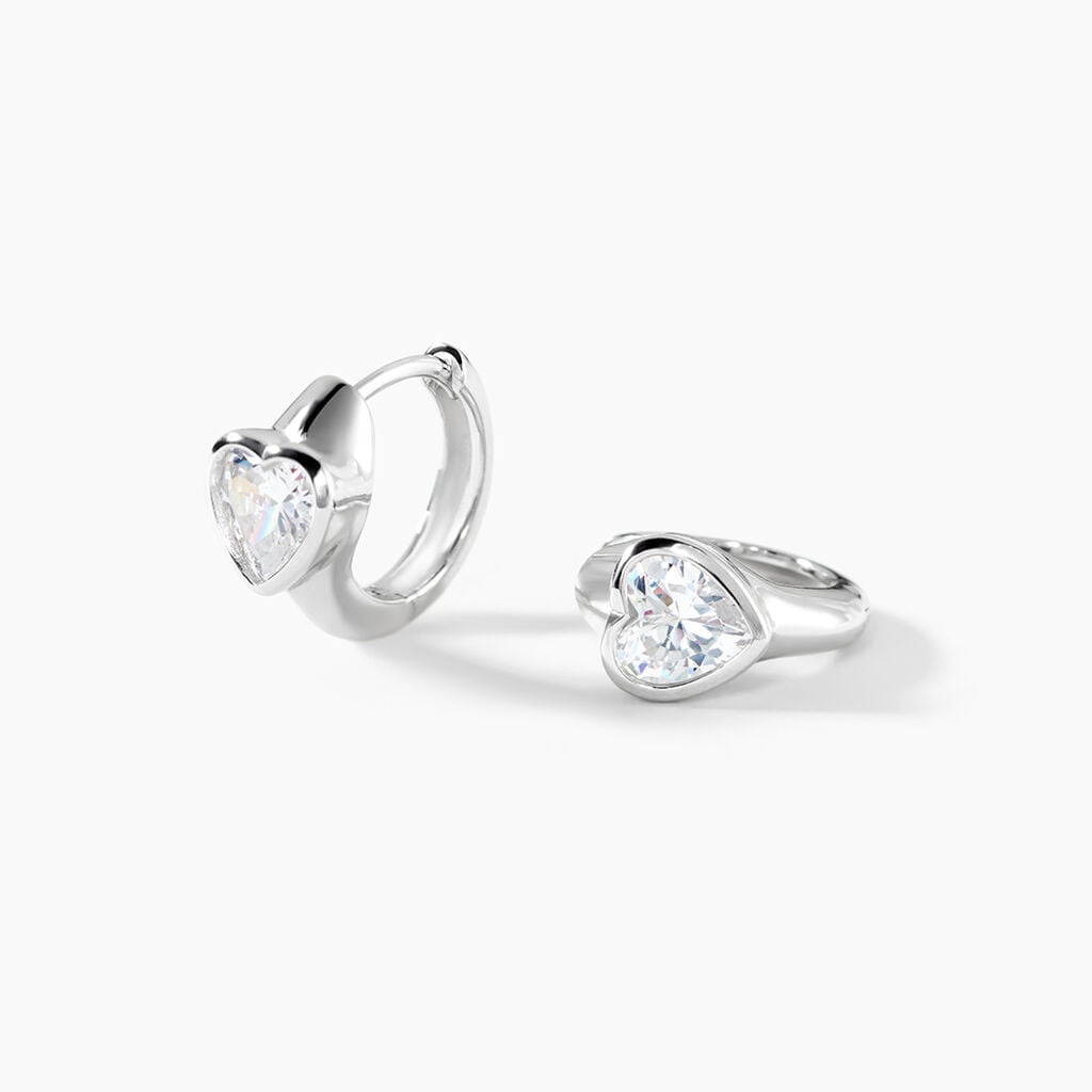 Cr&eacute;oles Huge Argent Blanc Oxyde De Zirconium -  Femme | Histoire d&rsquo;Or