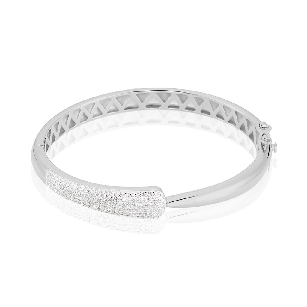 Bracelet Jonc Andie Argent Blanc Oxyde De Zirconium - Bracelets joncs Femme | Histoire d&rsquo;Or