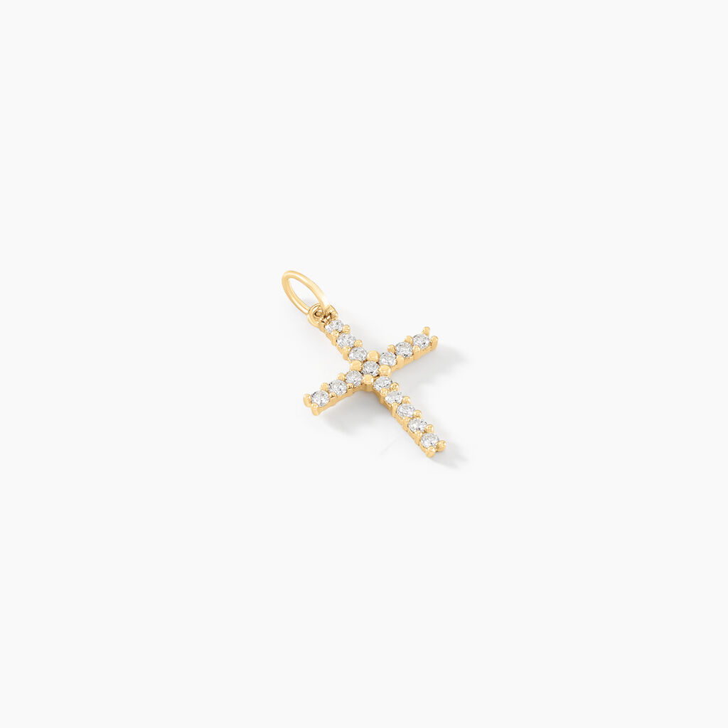 Pendentif Canice Croix Or Jaune Oxyde De Zirconium - Pendentifs Communion Femme | Histoire d’Or