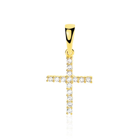 Pendentif Canice Croix Or Jaune Oxyde De Zirconium - Pendentifs Communion Femme | Histoire d’Or