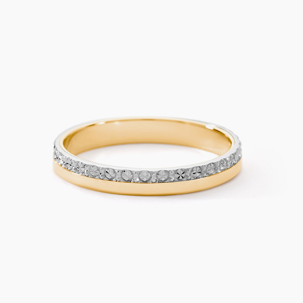 Alliance Fantaisie Diamantee Ruban Plat Or Bicolore - Alliances Femme | Histoire d’Or