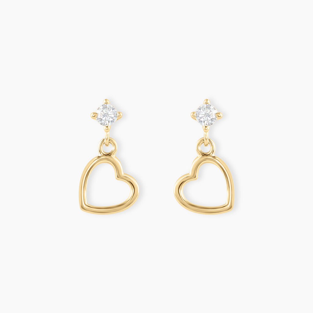 Boucles D'oreilles Pendantes Daria Cœur Or Jaune - Boucles d'Oreilles Coeur Femme | Histoire d’Or