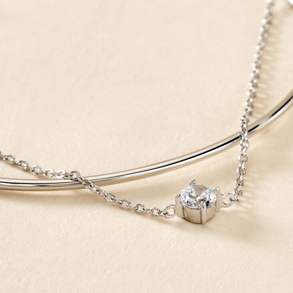 Bracelet Jonc Ruth Argent Blanc Oxyde De Zirconium - Bracelets joncs Femme | Histoire d’Or