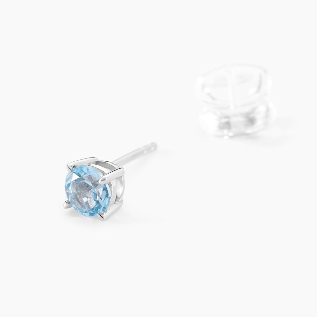 Boucles D'oreilles Puces Elea Or Blanc Topaze Bleu Sky - Clous d'oreilles Femme | Histoire d’Or