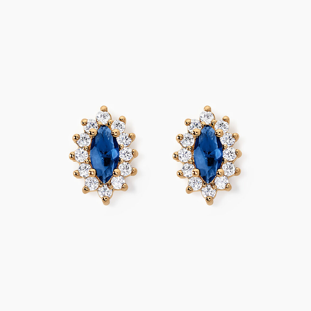 Boucles D'oreilles Puces Lisea Plaqué Or Verre Et Oxyde De Zirconium - Boucles d'oreilles fantaisie Femme | Histoire d’Or