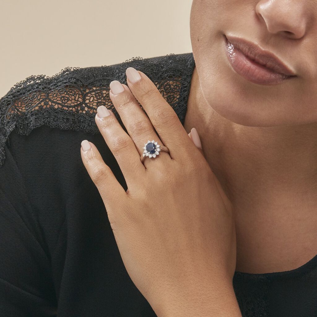 Bague Or Blanc Saphir Diamants - Bagues solitaires Femme | Histoire d’Or