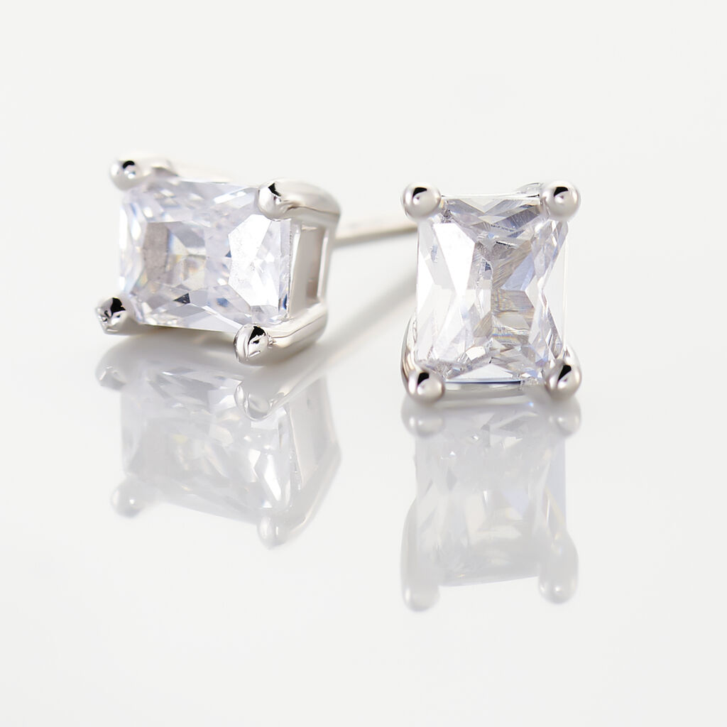 Boucles D'oreilles Puces Mathilda Argent Blanc Oxyde De Zirconium - Boucles d'oreilles fantaisie Femme | Histoire d&rsquo;Or