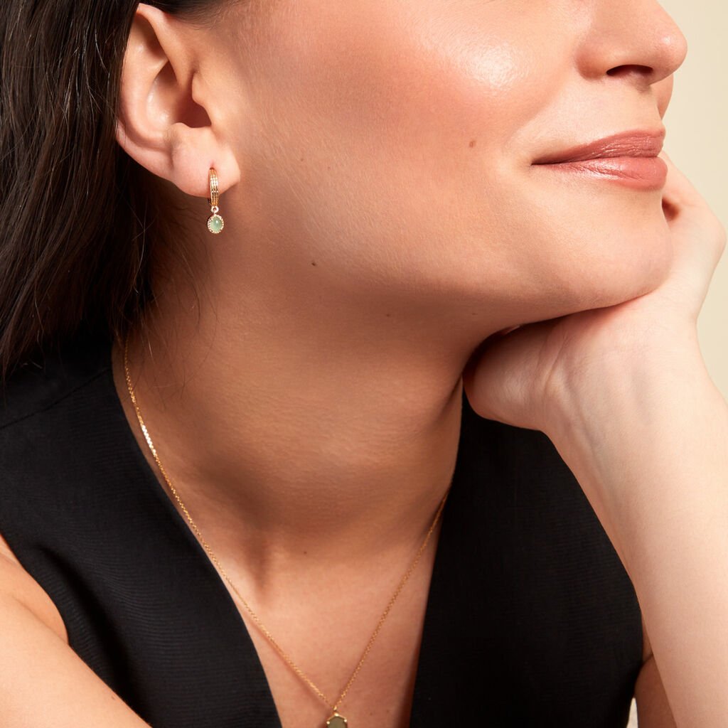 Créoles Ensoleillée Plaqué Or Jaune Aventurine - Boucles d'oreilles créoles Femme | Histoire d’Or