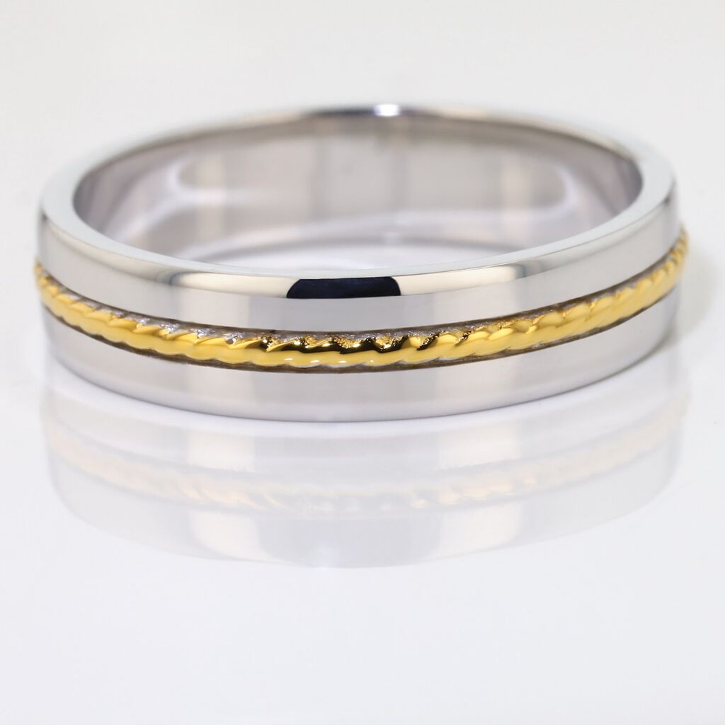 Alliance Leandro Ruban Argent Bicolore - Alliances Famille | Histoire d&rsquo;Or