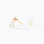 Boucles D'Oreilles Puces Kalpana Or Jaune Perle De Culture Oxyde De Zirconium - Clous d'oreilles Femme | Histoire d&rsquo;Or