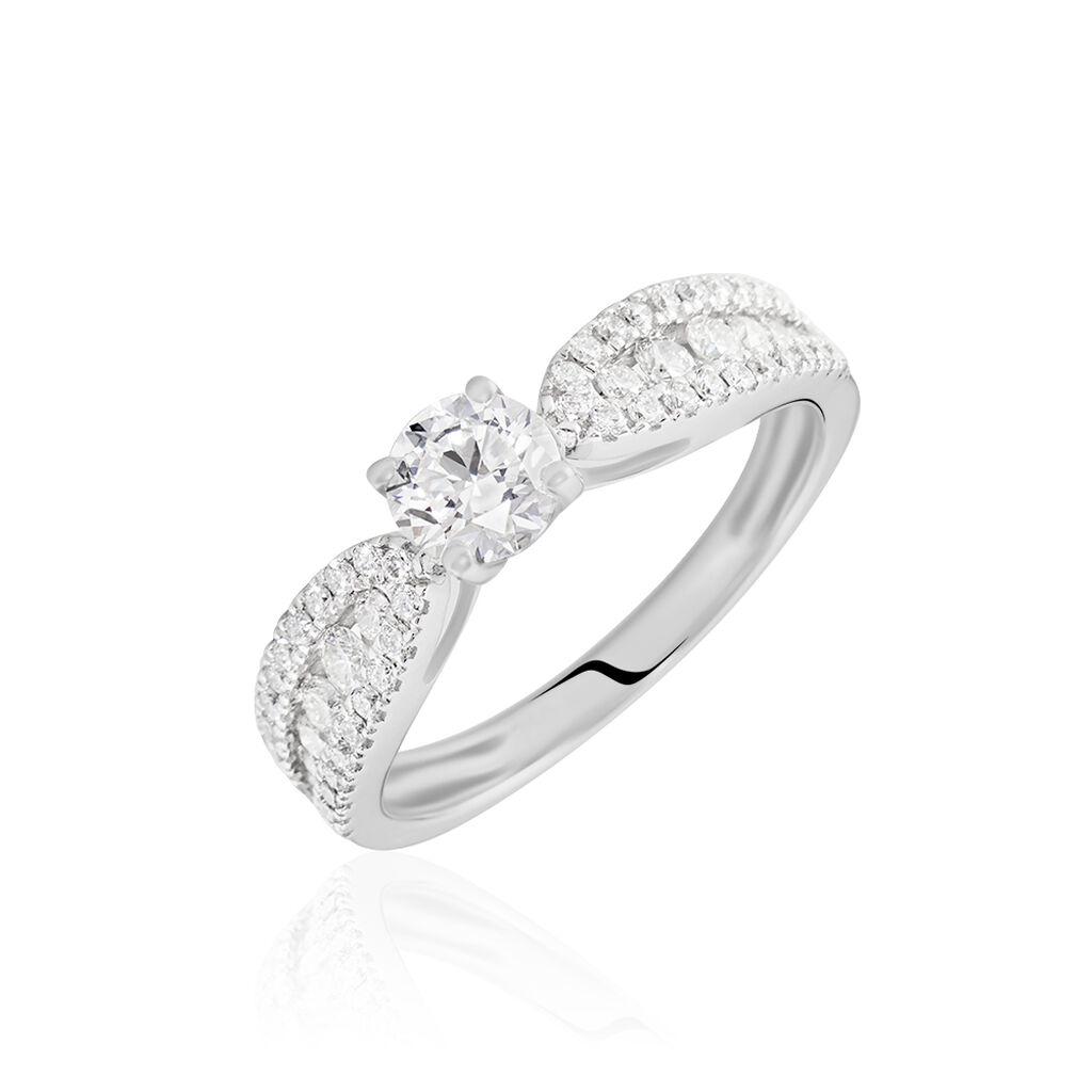 Bague Solitaire Stockholm Or Blanc Diamant Synthetique